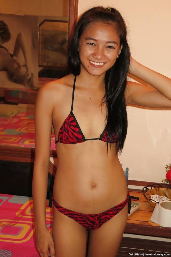 Petite Thai bar maid removing bikini to expose smooth pussy - #3
