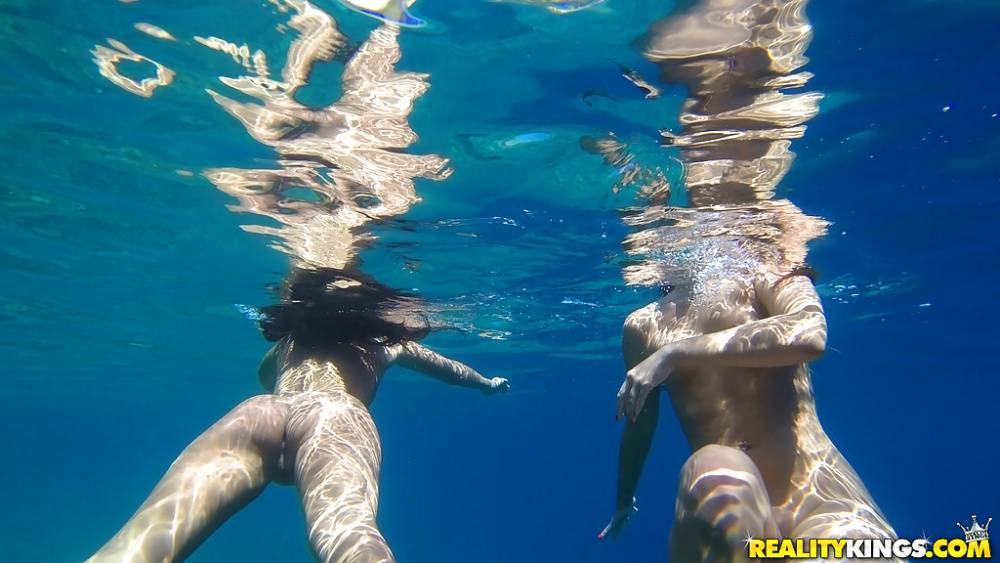 Hot chicks Amirah Adara and Nia Black swimming naked outdoors - #6