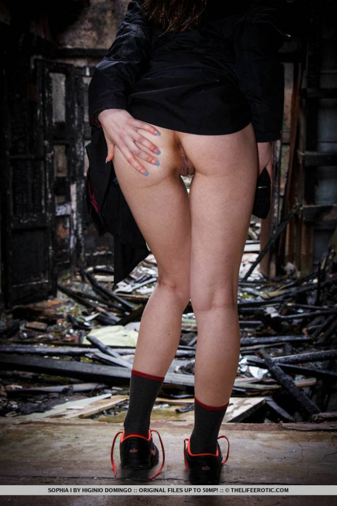 Teen glamour model Sophia I removes panties to masturbate in derelict building - #16