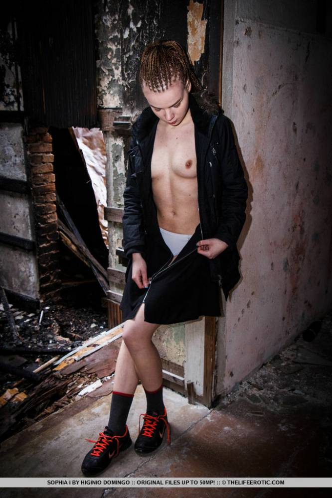 Teen glamour model Sophia I removes panties to masturbate in derelict building - #10