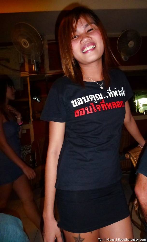 Petite Thai bargirl Tan taking POV cumshot on trimmed vagina - #3