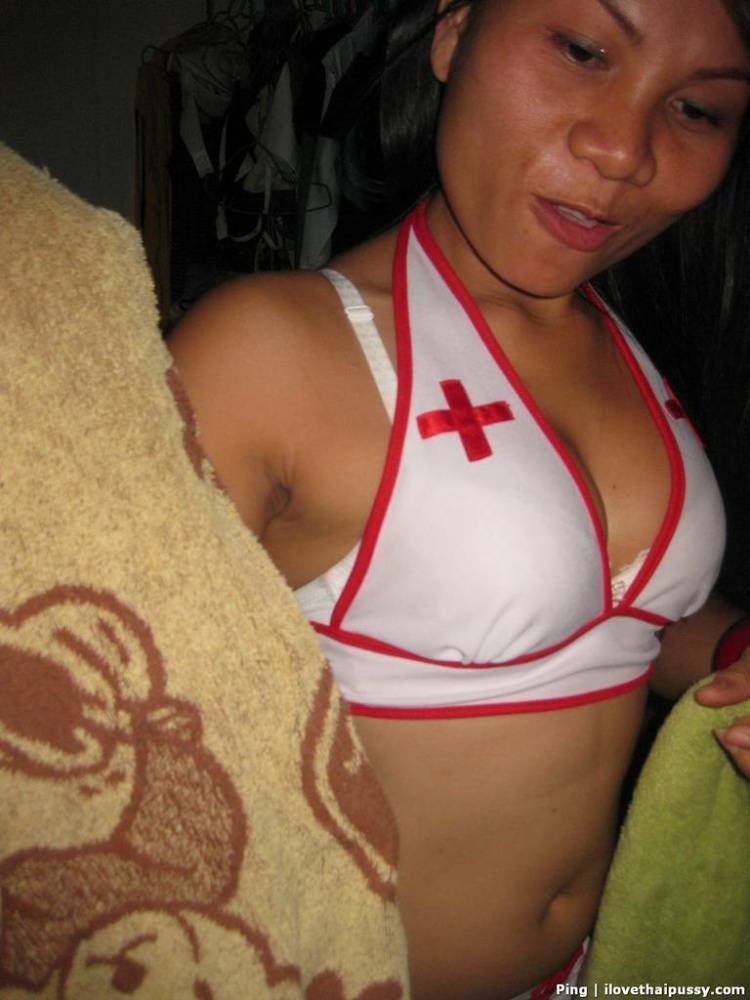 Tiny Thai female Ping removes nurse outfit before prostituting her tight pussy - #1
