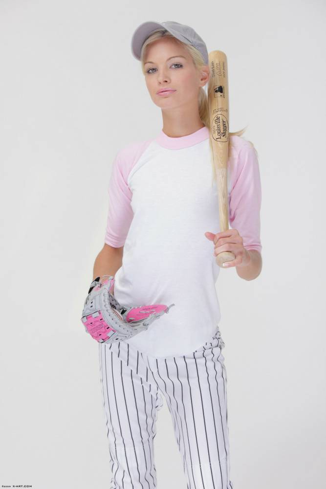 Baseball cutie Francesca loses her uniform to expose her skinny teen body - #1