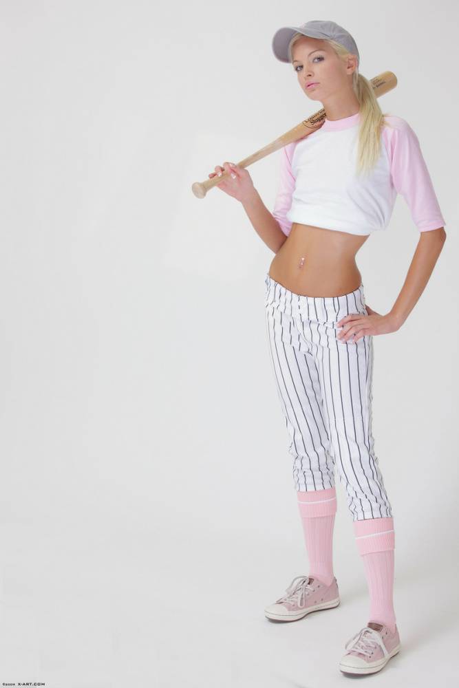 Baseball cutie Francesca loses her uniform to expose her skinny teen body - #14