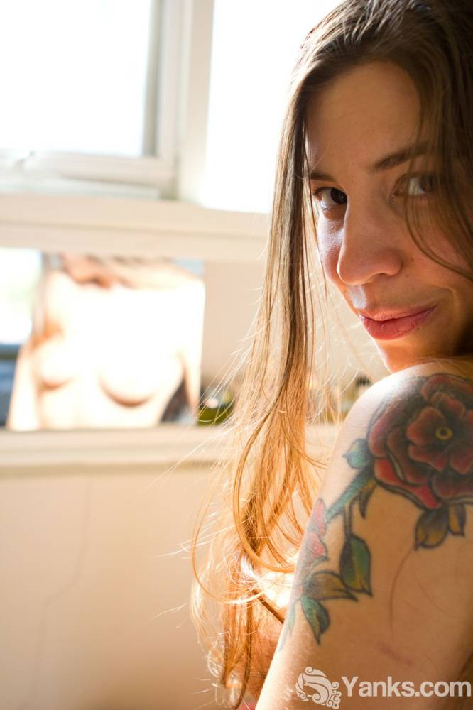 First timer Lily B admires herself in mirror while getting naked in bathroom - #3