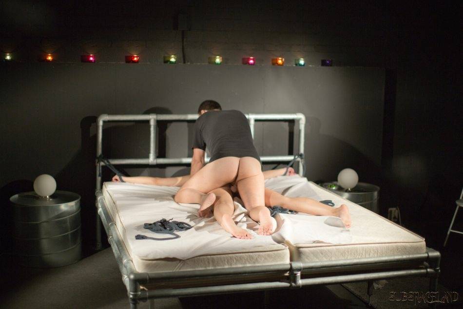 Skinny teen girl serves her Master during BDSM sex games in the basement - #9