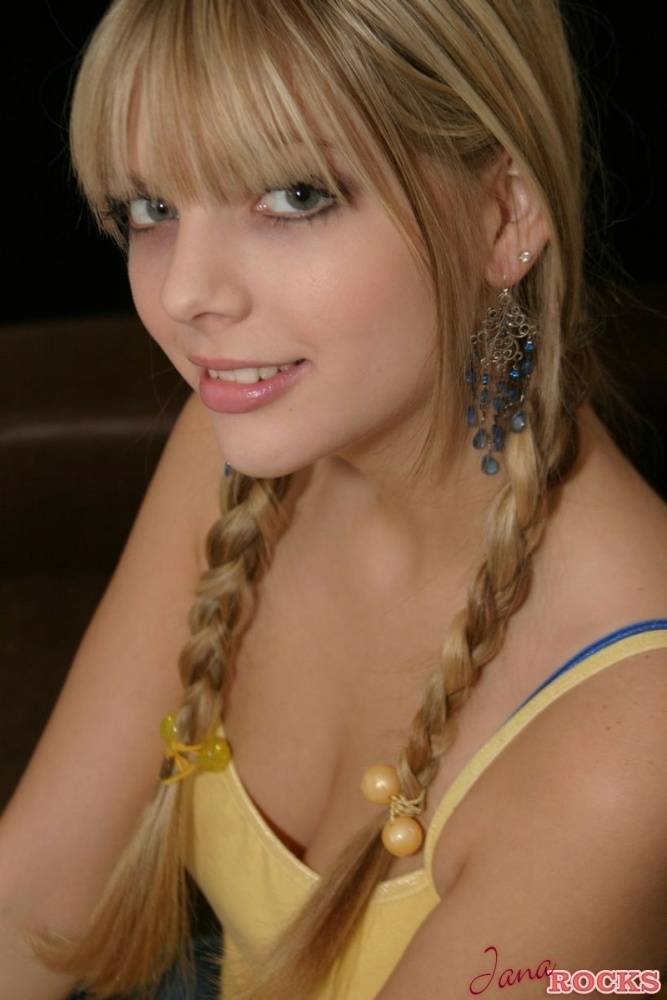 Sweet teen girl Jana Jordan models non nude with her hair in pigtails - #5