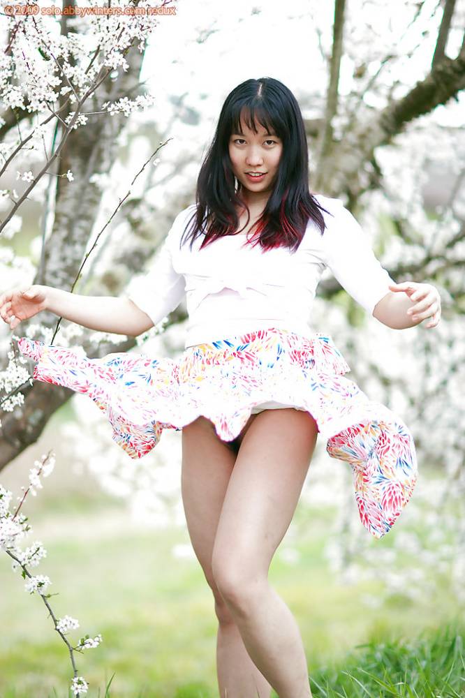 Amateur woman Jenny-Lee sporting nice upskirt under summer dress outdoors - #14