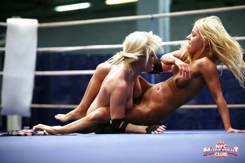 Lusty lesbians fighting and playing with their toys in the ring - #9