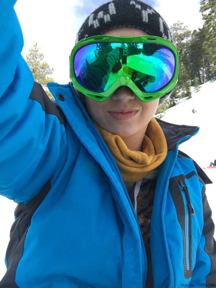 Clothed teens Kristen Scott & Sierra Nicole don ski masks while snowboarding - #6
