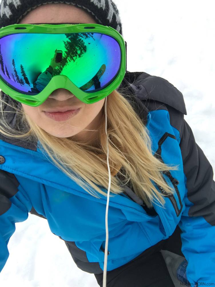 Clothed teens Kristen Scott & Sierra Nicole don ski masks while snowboarding - #4