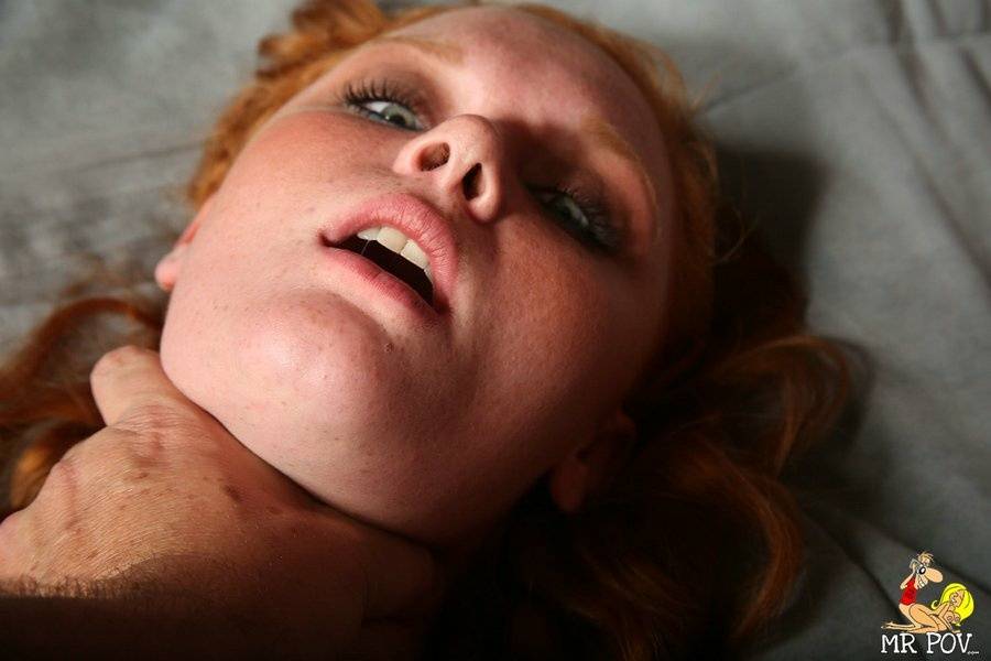 Freckled redhead Alex Tanner tiny teen twat close up in POV blowy & doggystyle - #6
