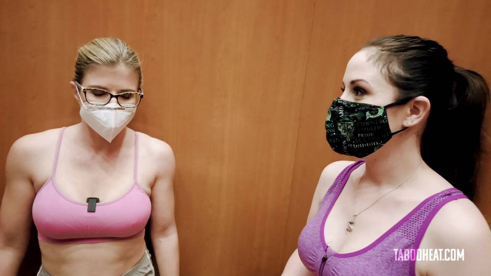 British women Cory Chase and Amiee Cambridge remove masks in order to have sex - #11
