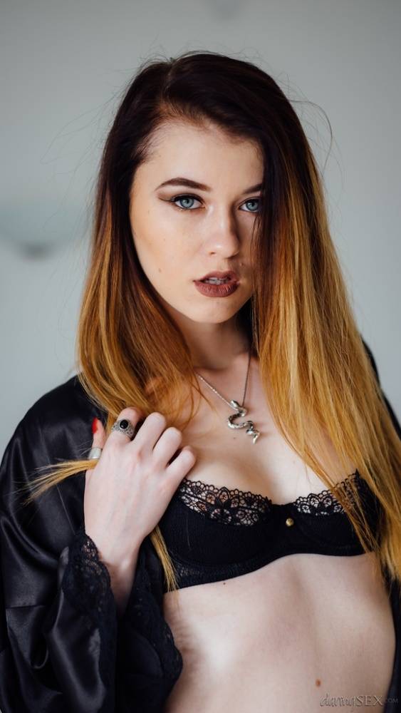 Pale redhead model Misha Cross crosses her legs to display her tight pussy - #5