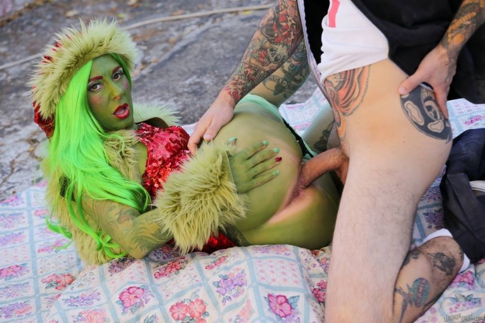 Tattooed cosplay slut Joanna Angel gets a big anal gape outdoors from hobo - #5
