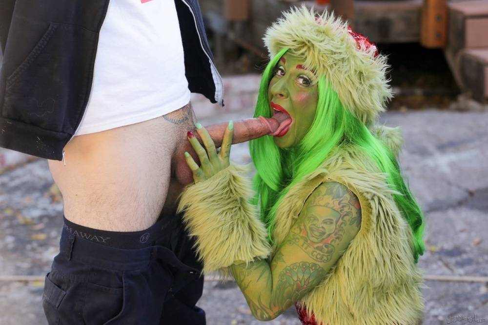 Tattooed cosplay slut Joanna Angel gets a big anal gape outdoors from hobo - #2