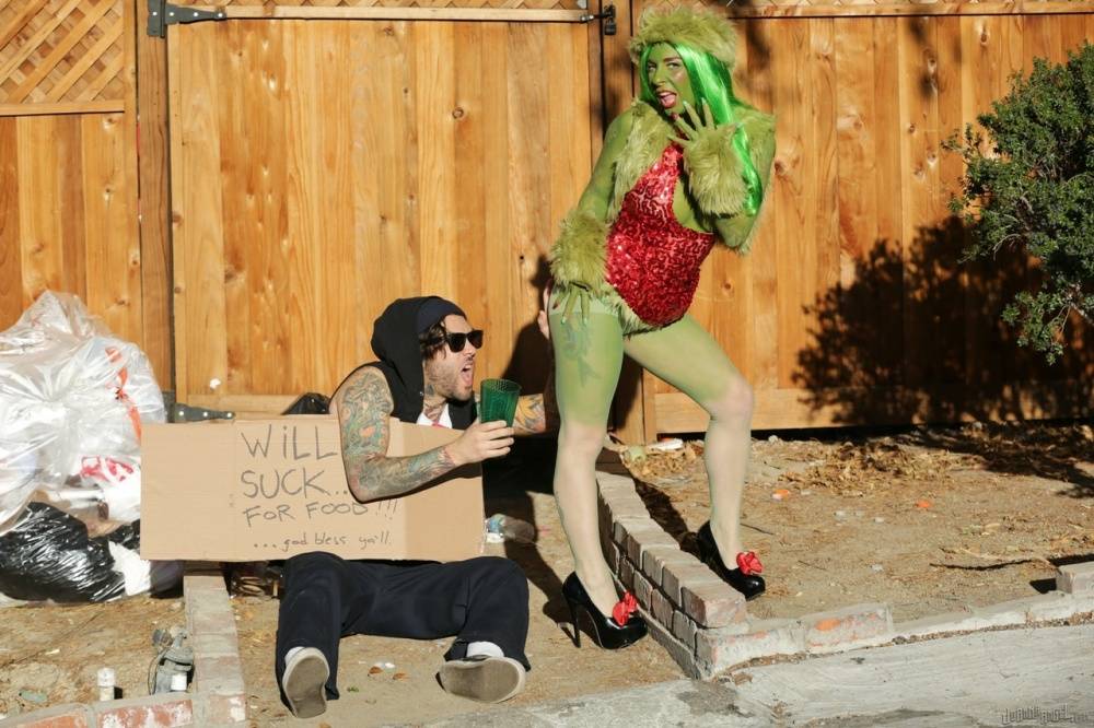 Tattooed cosplay slut Joanna Angel gets a big anal gape outdoors from hobo - #3