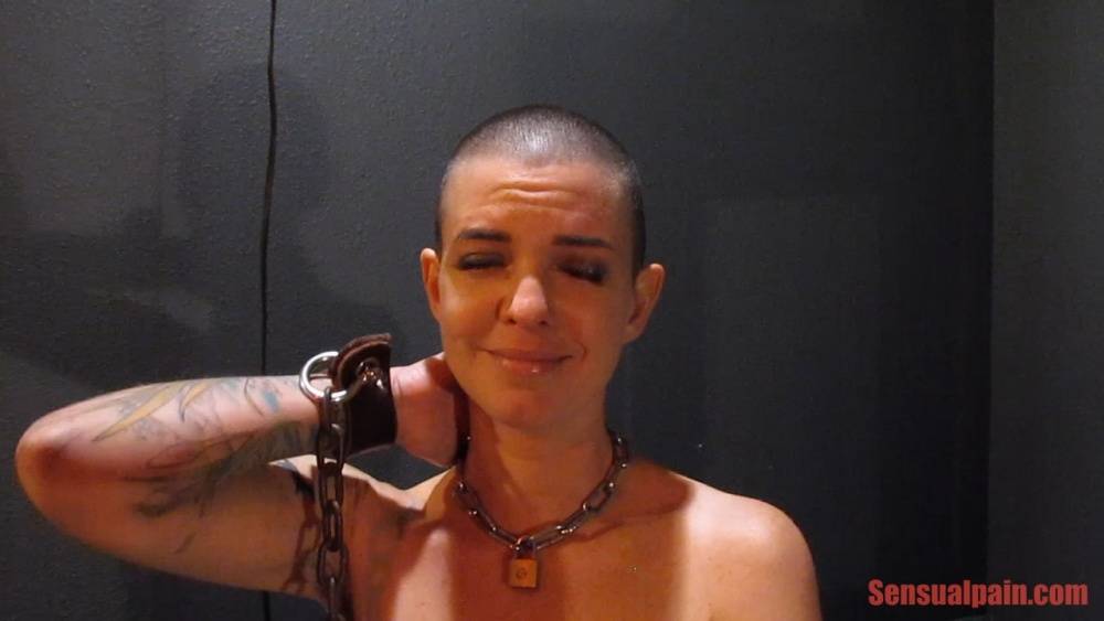Shaved head slut Abigail Dupree getting tortured in the dungeon - #5