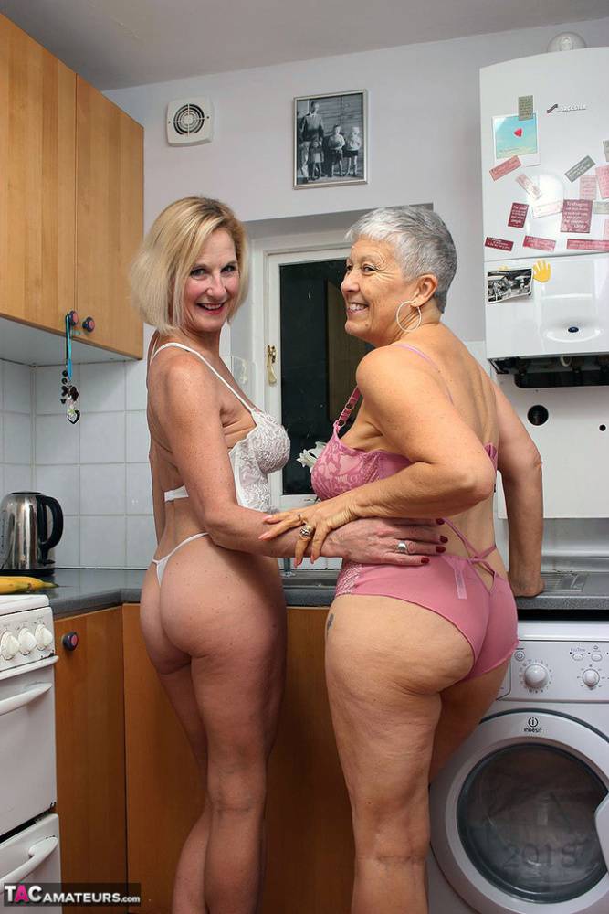 Granny lesbians lick each others nipples before using bananas as dildos - #8