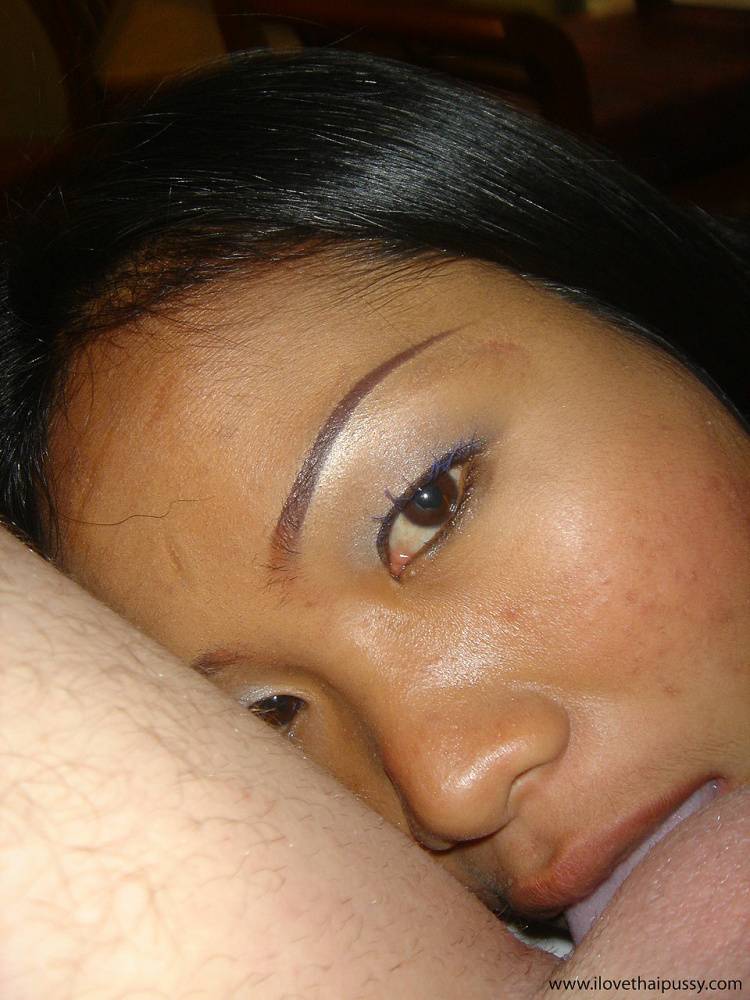 Asian teen flashes upskirt cotton panties before licking a man's ass and feet - #14