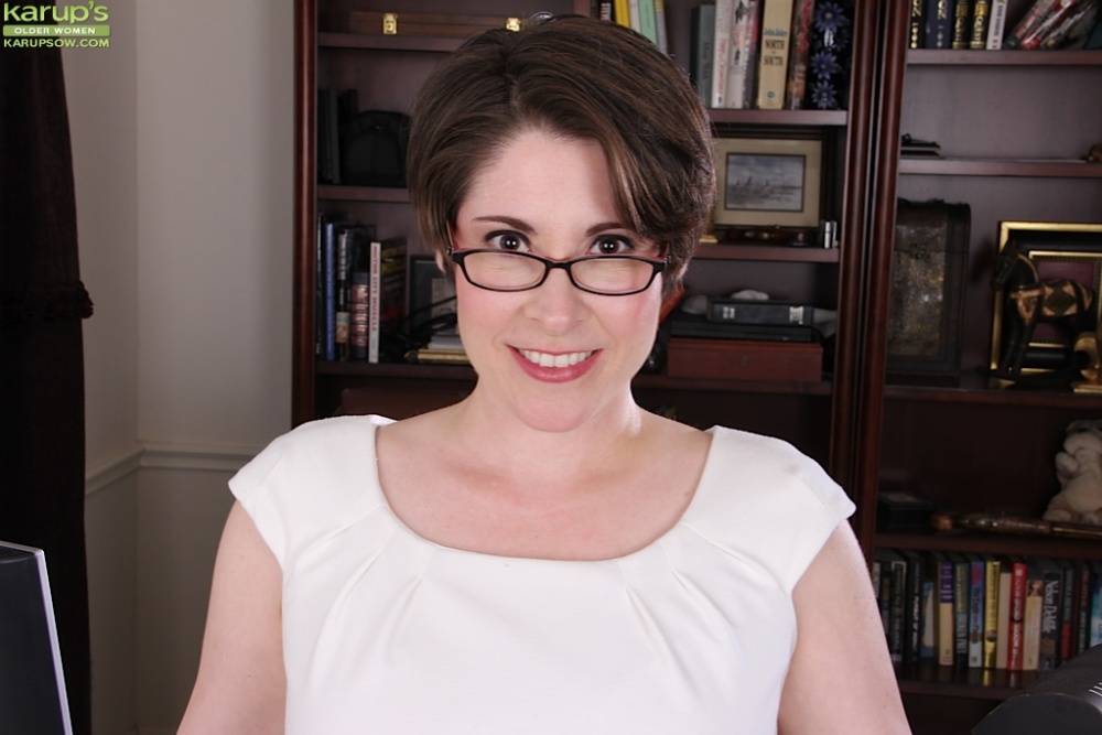 Nerdy librarian Sadie Jones strips naked after sex-dream filled day at work - #11