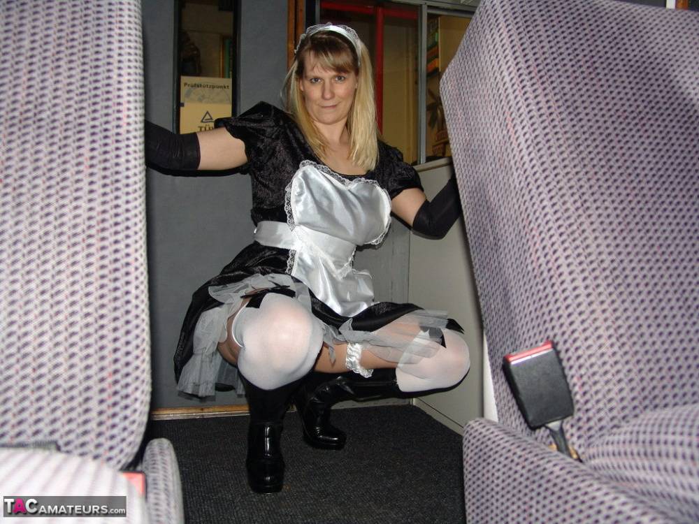 Blonde maid Sweet Susi takes off her uniform while inside a motorhome - #12