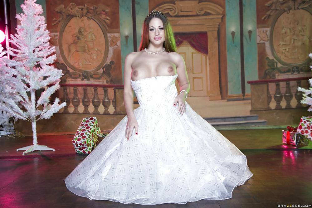 Naughty temptress in wedding dress uncovering her gorgeous curves - #12