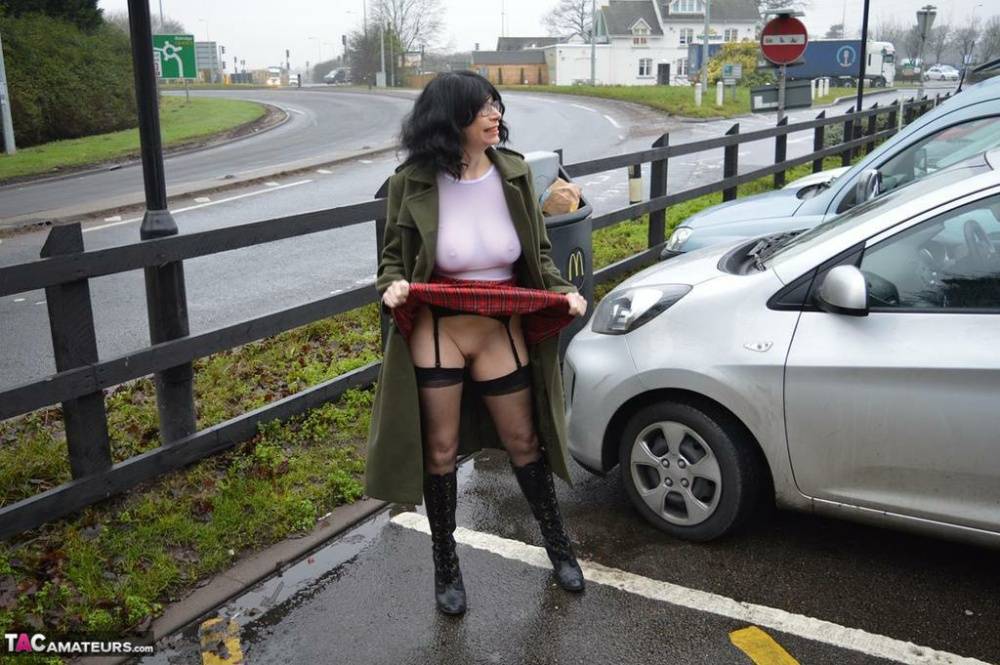 Amateur woman Barby Slut exposes herself in public while wearing black boots - #6