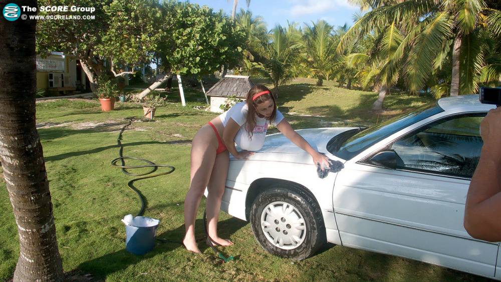 Hot MILF women stripping bikinis to bare big tits on the beach - #11
