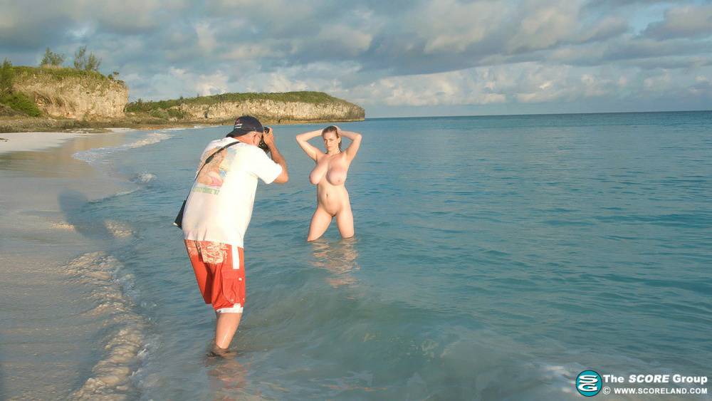 Hot MILF women stripping bikinis to bare big tits on the beach - #12