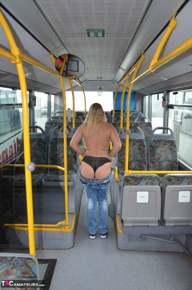 Blonde amateur Sweet Susi strips to her socks on a public bus - #9