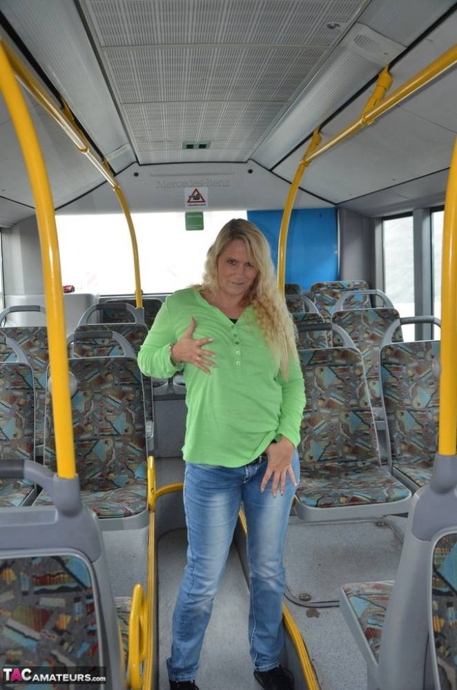 Blonde amateur Sweet Susi strips to her socks on a public bus - #1