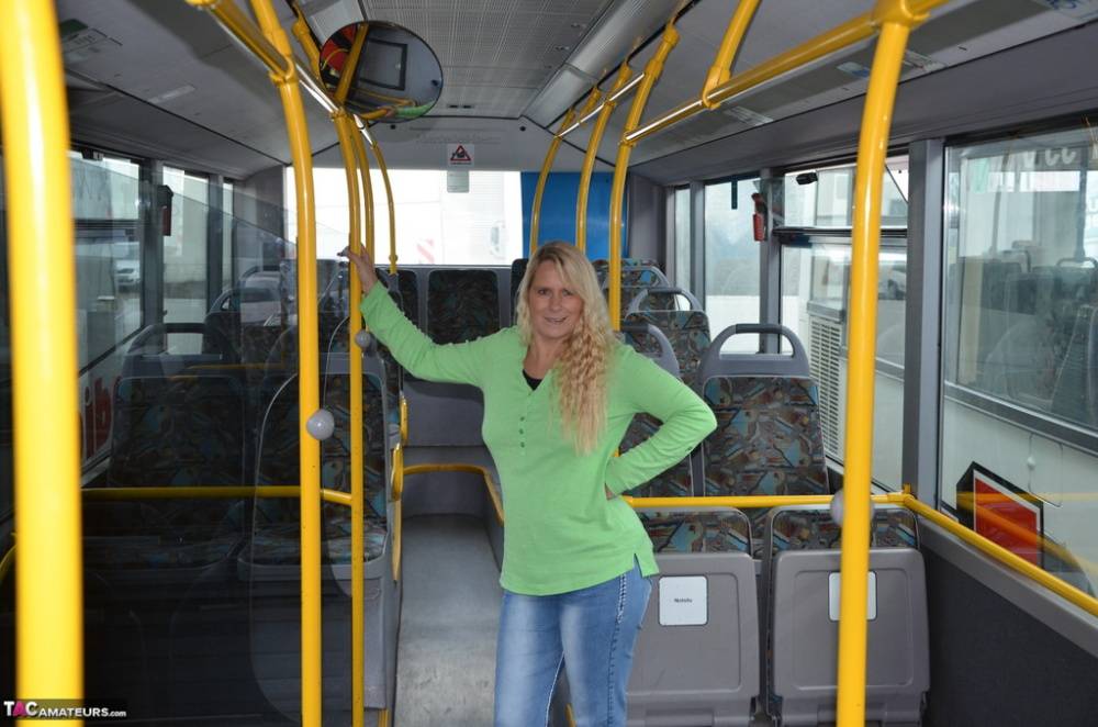 Blonde amateur Sweet Susi strips to her socks on a public bus - #5