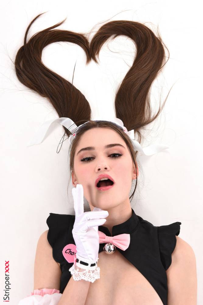 Cute girl Sonya Blaze models naughty maid apparel before dildoing her pussy - #3
