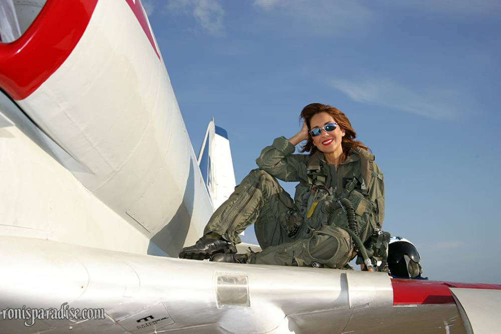 Sizzling mature babe Roni strips from military air force uniform - #15