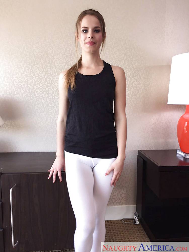 Teen cutie Jillian Janson posing fully clothed in spandex pants - #15