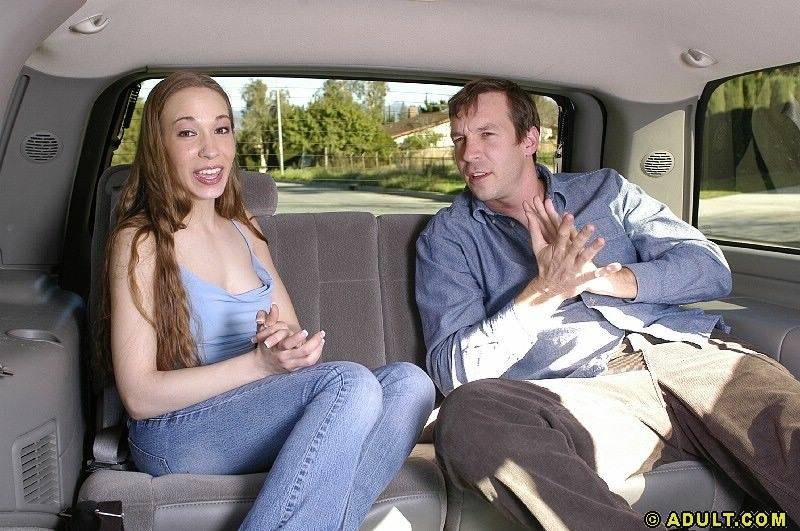 Frisky teen reveals her tits and goes down on a stiff dick in the car - #12