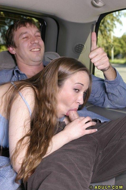 Frisky teen reveals her tits and goes down on a stiff dick in the car - #3