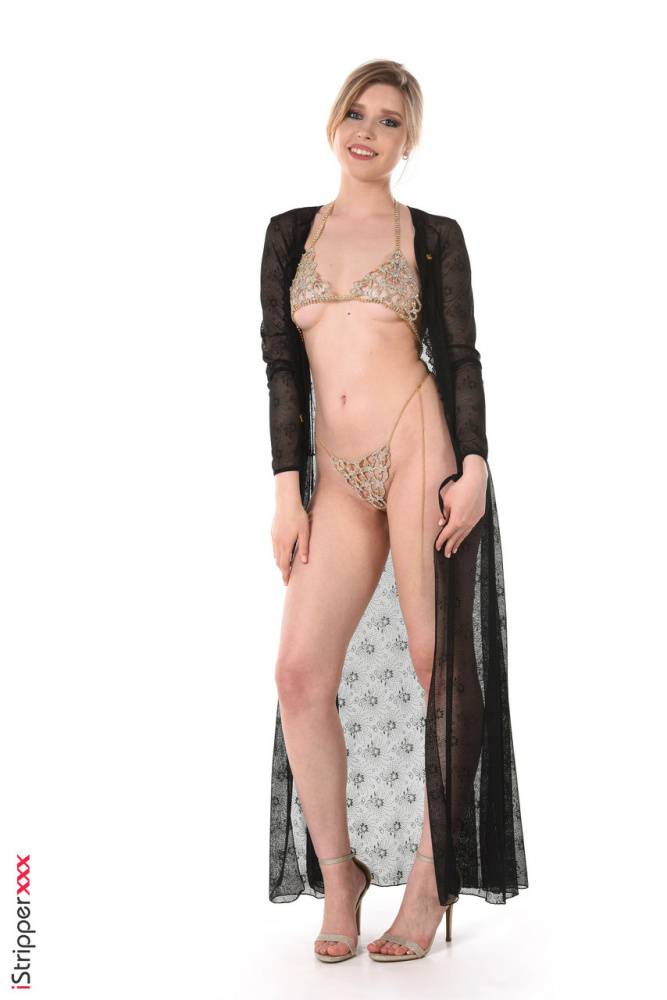 Long legged beauty Freya Mayer slips off a robe and bikini before masturbating - #5