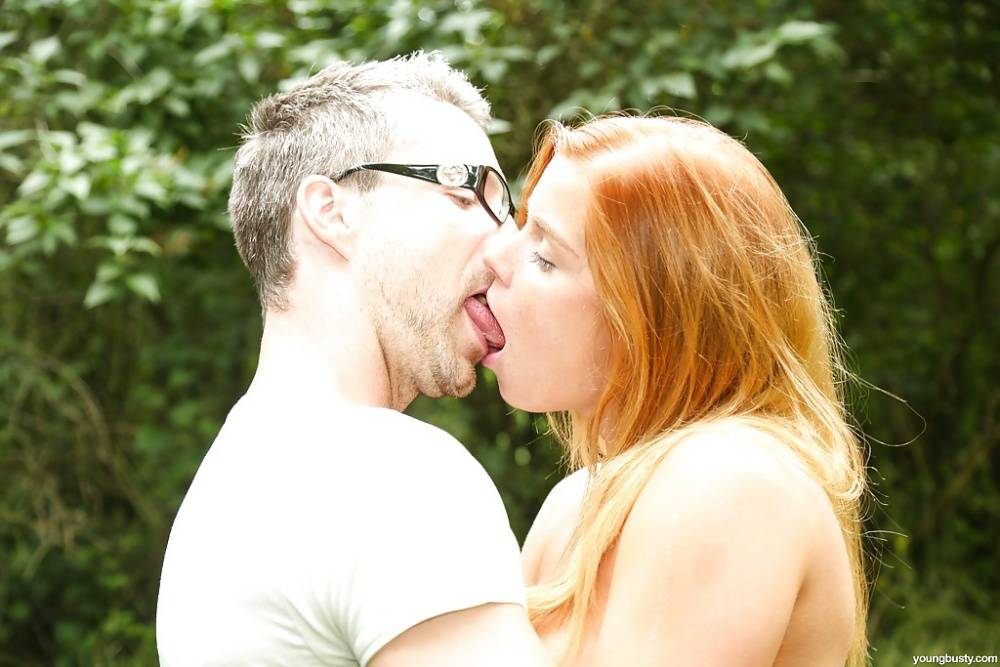 Redhead teen Chrissy Fox banged by big cock outdoors for cumshot in mouth - #5