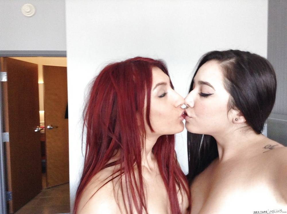 Teen lesbians Addison Ryder and Karlee Grey taking selfies while kissing - #5