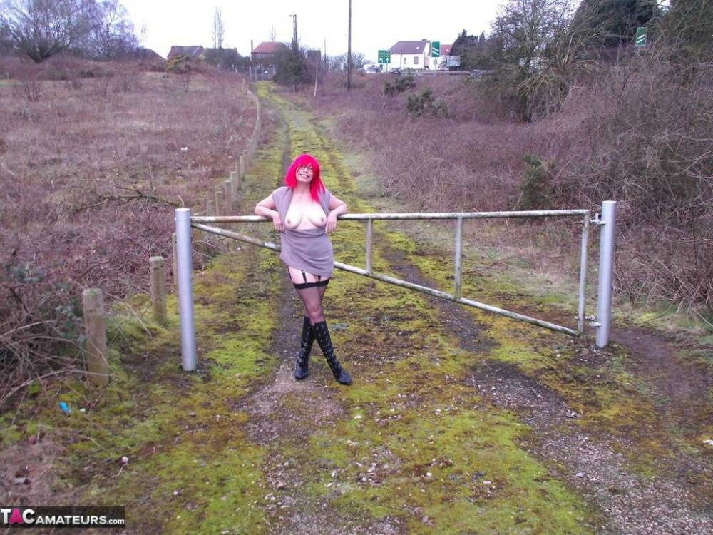 Amateur chick Barby Slut flashes her tits and twat in various UK locations - #9