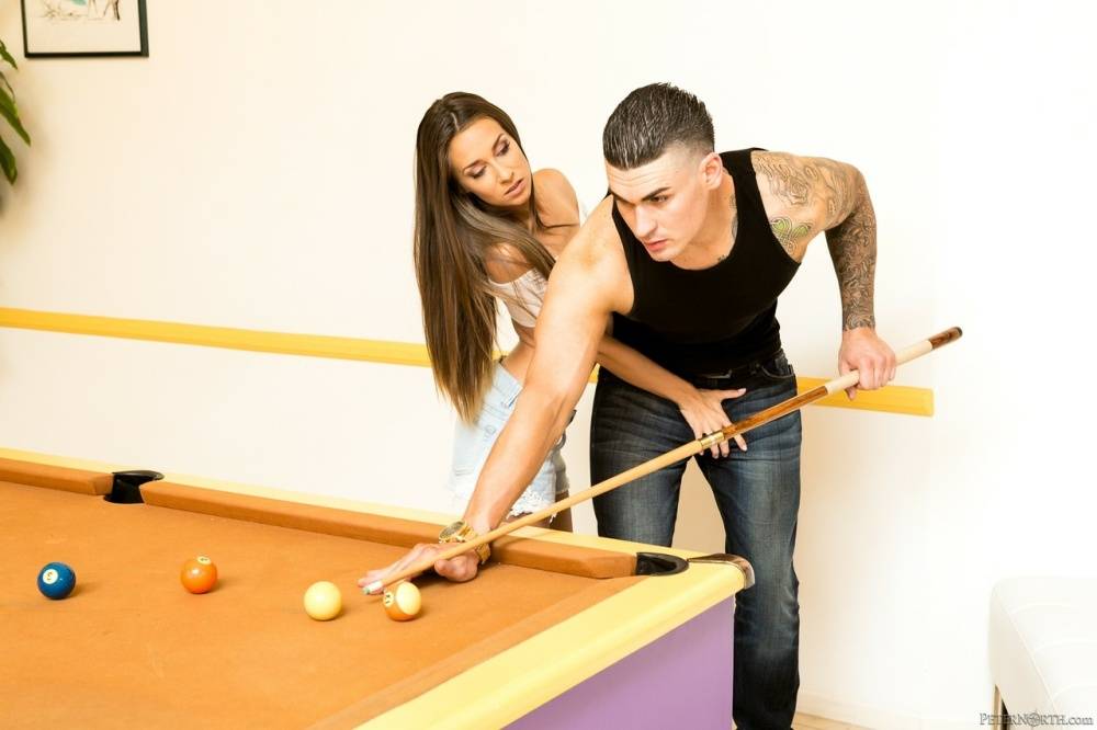 Slim girl Bridget Bond and her man friend fuck after shooting a game of pool - #6