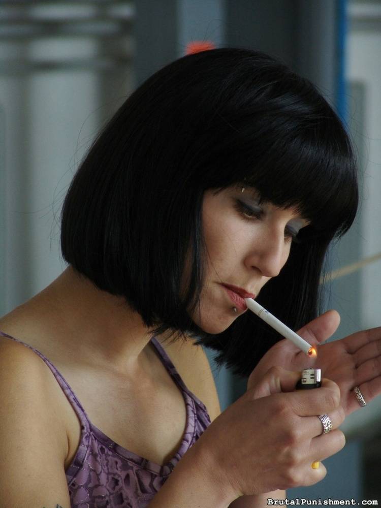 Pain slut Alexa smokes a final cigarette before bring whipped and flogged - #6