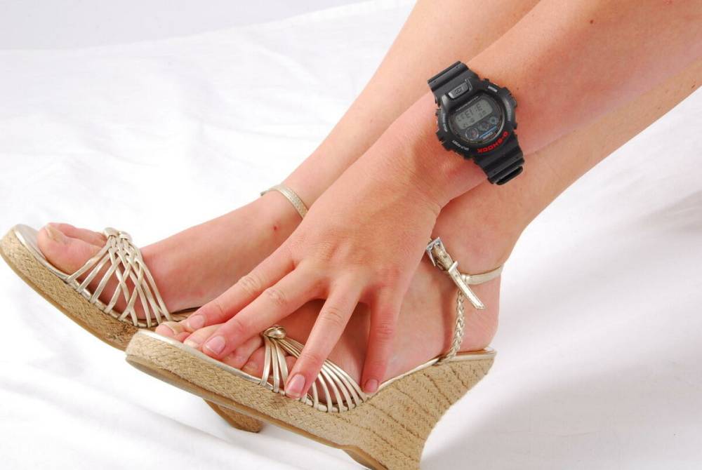 Natural redhead Judy models a black G-Shock watch while fully clothed - #6