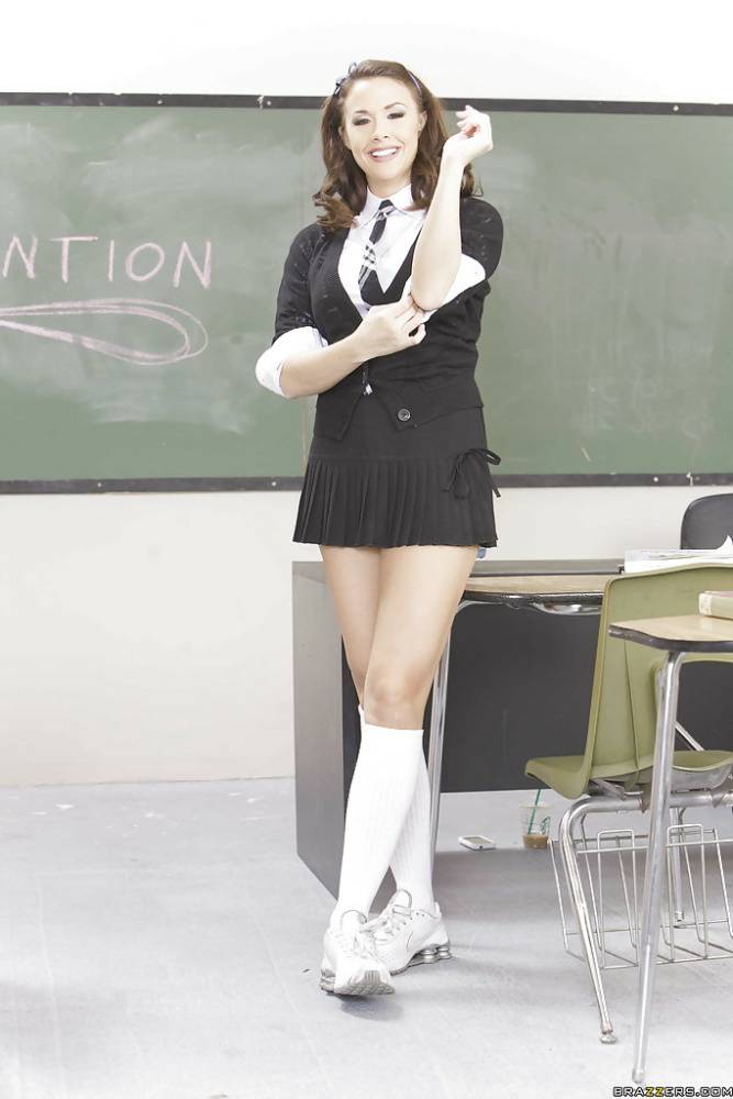 Naughty schoolgirl Chanel Preston up-skirts & slips off her panties - #15