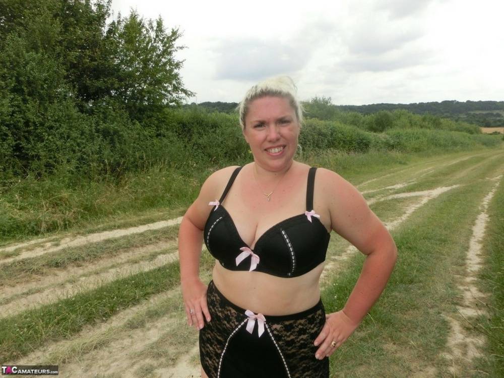 Blonde amateur Barby exposes her overweight body in a rural location - #5