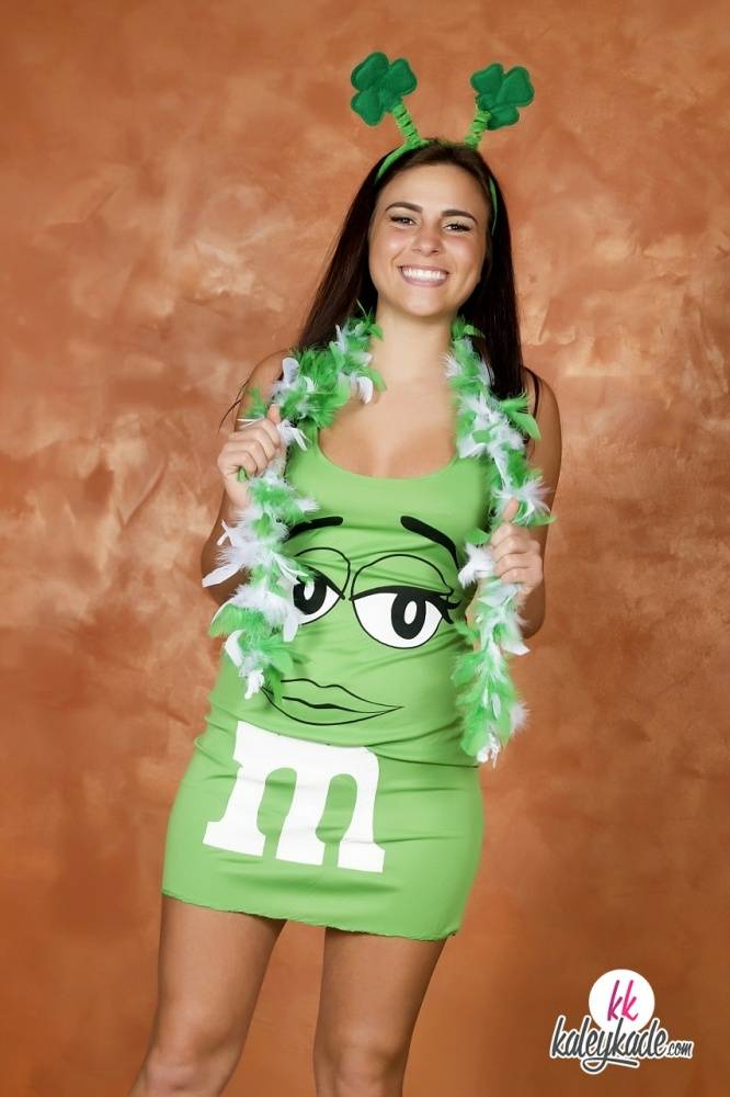 Amateur Kaley Kade flashes while wearing a green M&M dress on St Patty's Day - #7