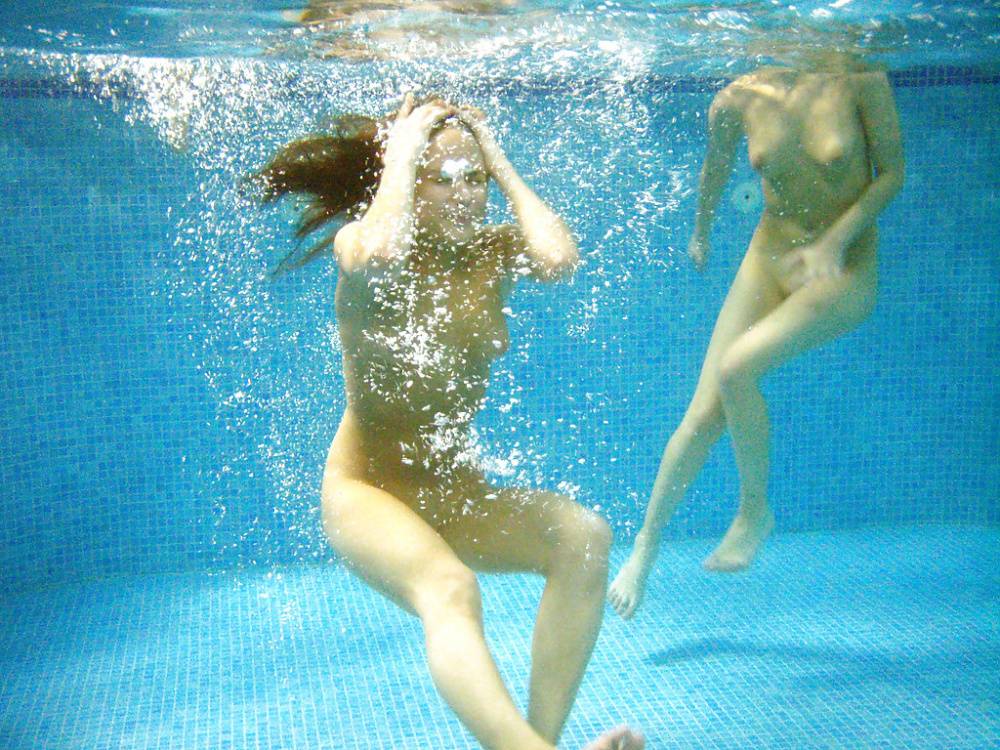 Nasty teenage chicks have some fun in the pool using their sex toys - #2