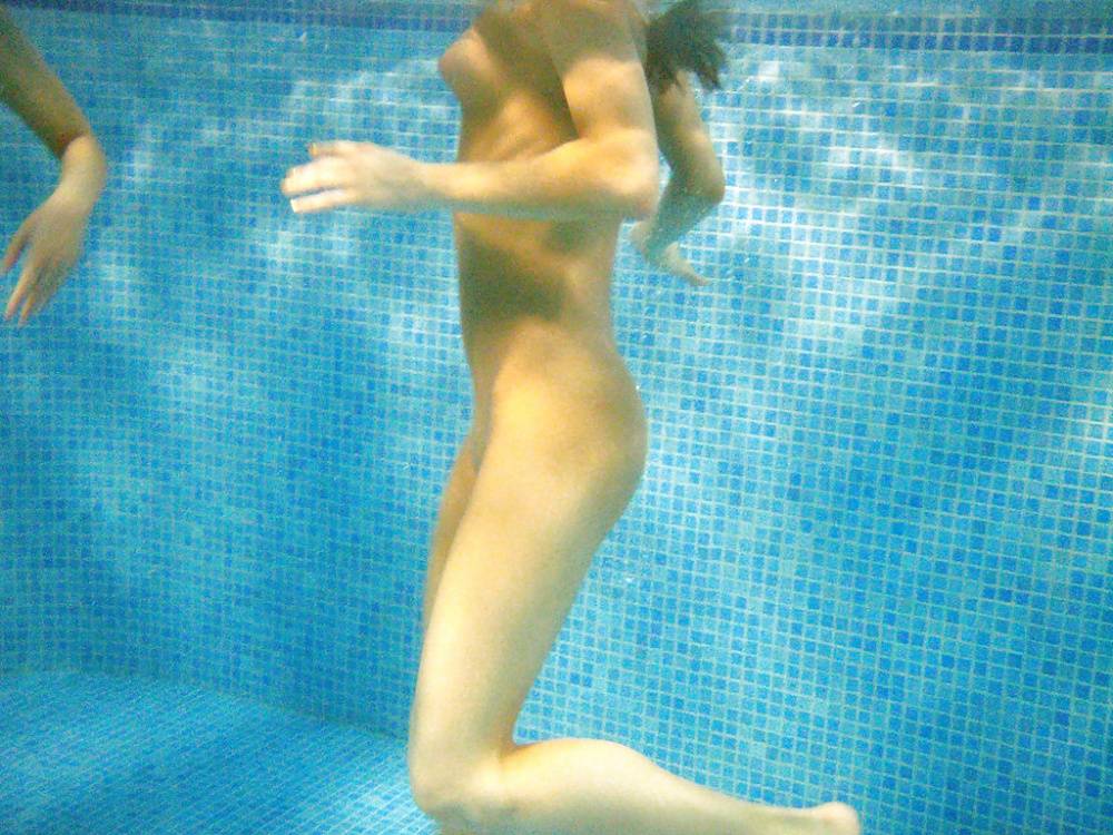 Nasty teenage chicks have some fun in the pool using their sex toys - #13